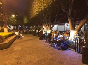 Musicians outside restaurant in Querétaro 